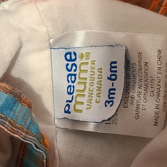 Plaid cotton shortalls with matching sun hat - Picture 3 of 3